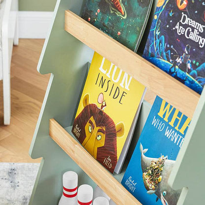 Kinderregal mit Rollen | Kinder Bücherregal mit 5 Ablagen | Aufbewahrungsregal - Palo24