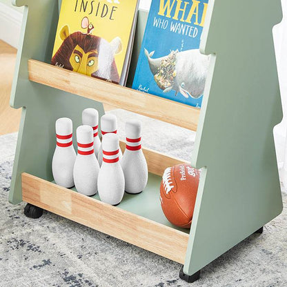 Kinderregal mit Rollen | Kinder Bücherregal mit 5 Ablagen | Aufbewahrungsregal - Palo24