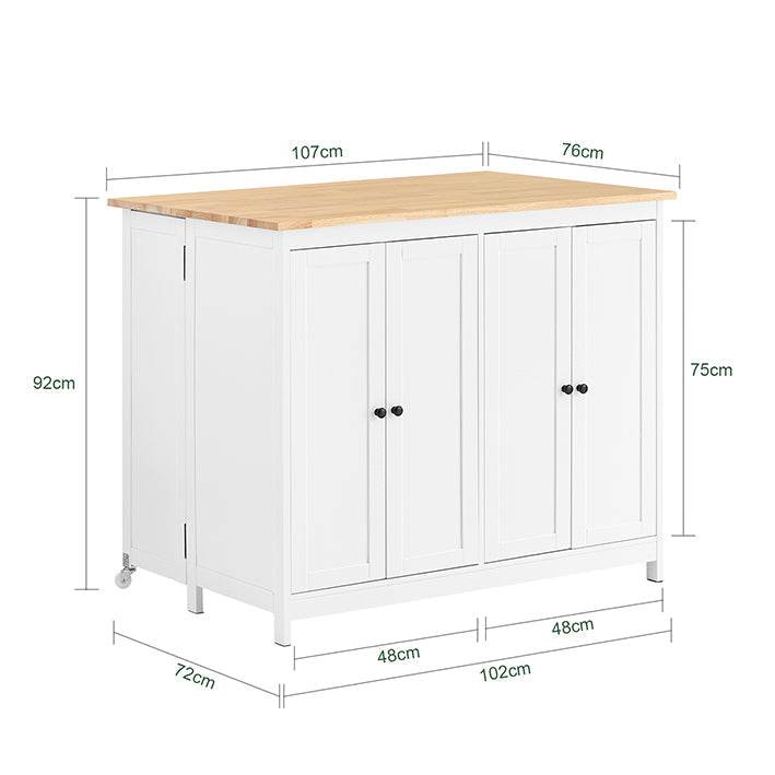 Kücheninsel mit erweiterbarer Arbeitsfläche | Küchenschrank | Sideboard - Palo24