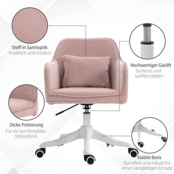 Bürostuhl mit Vibrationsfunktion USB-Schrittstelle Massagefunktion Lendenkissen höhenverstellbar Rosa - Palo24