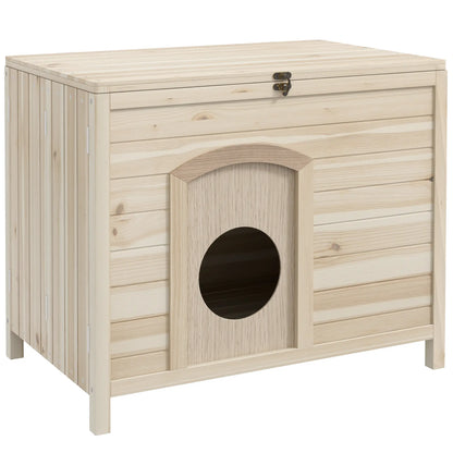 Maison pliable pour animaux de compagnie, bac à litière pour chat en bois massif