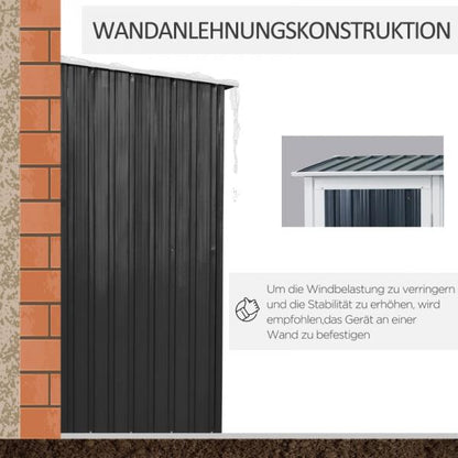 Gerätehaus Gartenhaus Geräteschuppen mit Tür Outdoor Stahl Dunkelgrau - Palo24