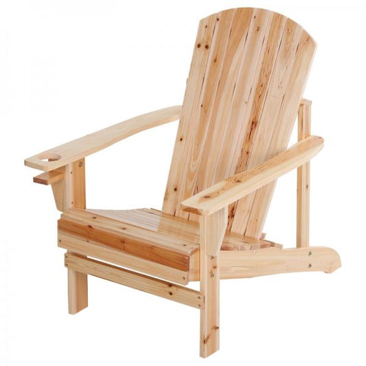 Adirondack-Gartenstuhl mit Becherhalter Gartenliege Balkonstuhl Massivholz Natur - Palo24