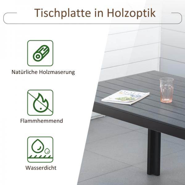 Gartentisch Aluminium Terrasse Holz-Kunststoff Polyholz schwarz - Palo24