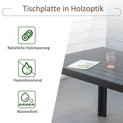 Gartentisch Aluminium Terrasse Holz-Kunststoff Polyholz schwarz - Palo24
