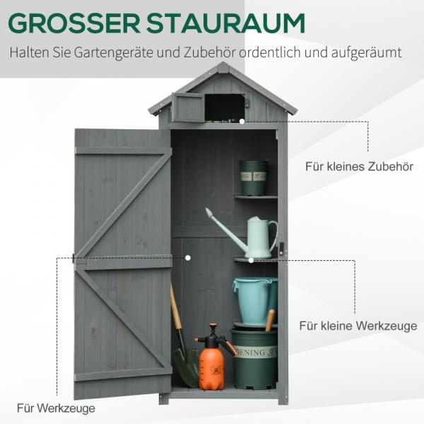 Gartenhaus Gerätehaus Geräteschuppen mit Fachböden Holz Grau - Palo24