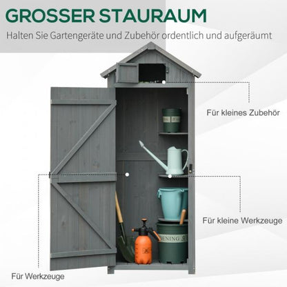 Gartenhaus Gerätehaus Geräteschuppen mit Fachböden Holz Grau - Palo24