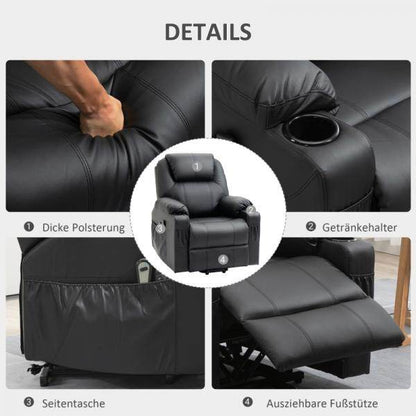 Massagesessel neigbare Rücklehne 8 Massagemodi schwarz - Palo24