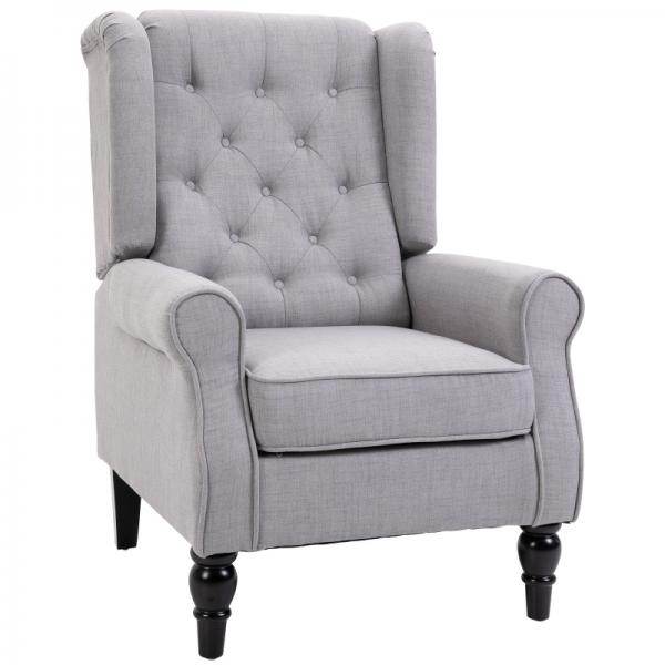 Einzelsessel Relaxsessel Ohrensessel Akzentsessel mit Tufting Polyester Grau - Palo24