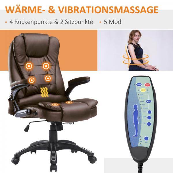 Massage-Chefsessel mit Wärmefunktion Gaming braun - Palo24