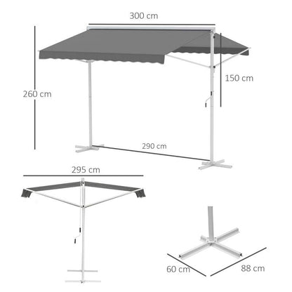 Standmarkise Gartenmarkise mit Faltarm Grau 3m x 3m - Palo24