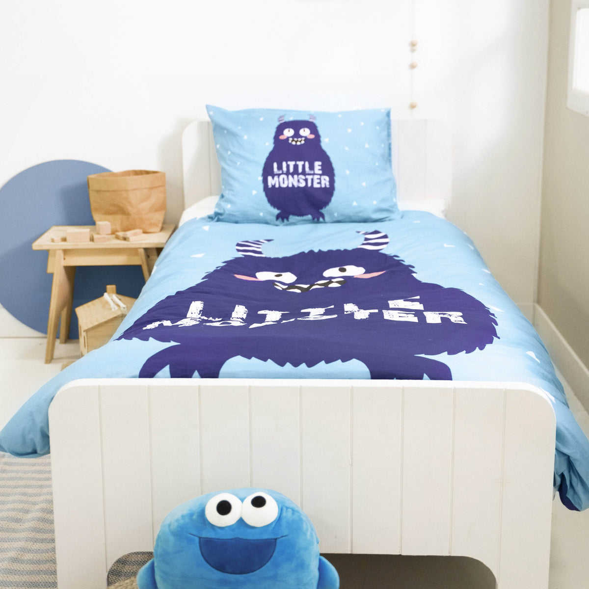 Bettbezug Little Monster blau 155 x 220 cm - Palo24