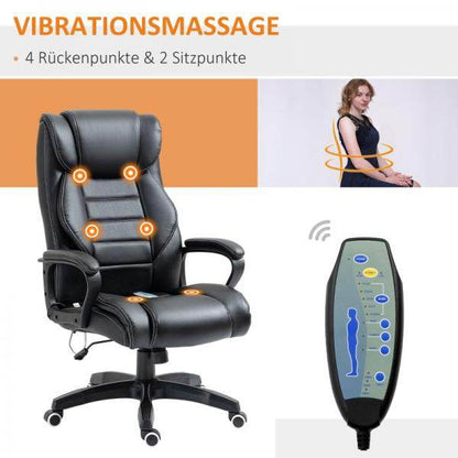Massagebürostuhl Gamingstuhl 6 Vibrationspunkte schwarz - Palo24