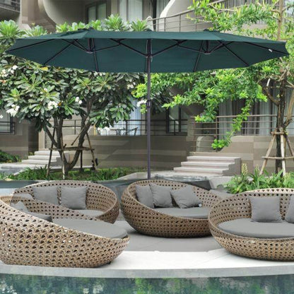 Sonnenschirm mit Handkurbel Gartenschirm Marktschirm Doppel 460x270cm Dunkelgrün - Palo24