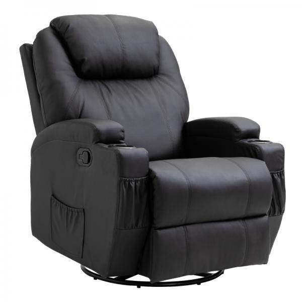Massagesessel Elektrisch Massagefunktion 5 Massage-Modi Liegefunktion Schwarz - Palo24