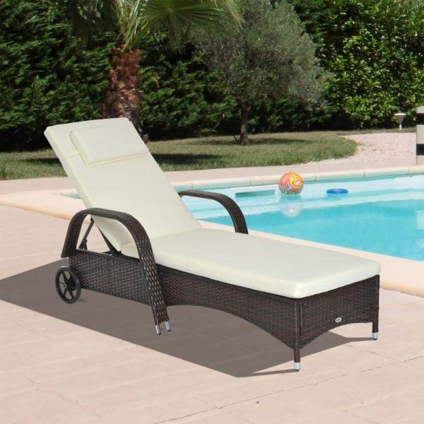 Mobile Gartenliege Kaffeebraun Rattanliege Polyrattan - Palo24