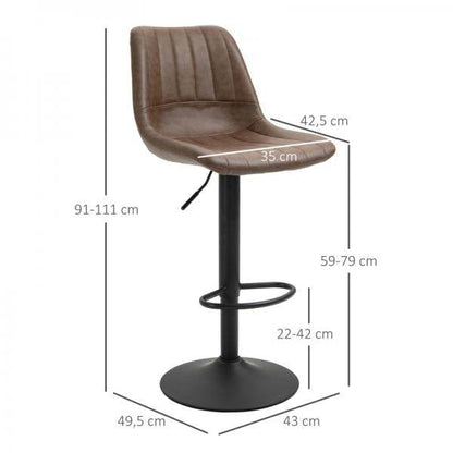 Barhocker 2er-Set im Retrodesign höhenverstellbar Braun - Palo24