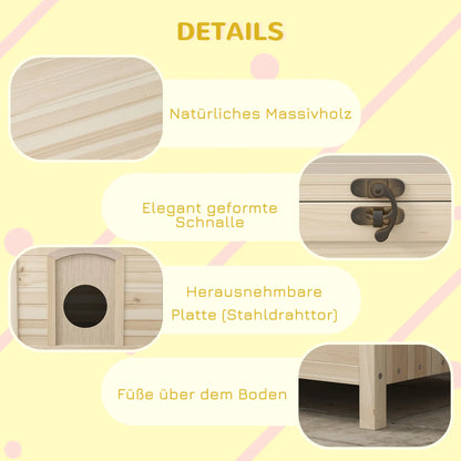 Maison pliable pour animaux de compagnie, bac à litière pour chat en bois massif