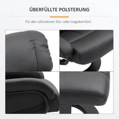 Relaxliege mit Liegefunktion Fernsehsessel mit Hocker Massage Schwarz - Palo24