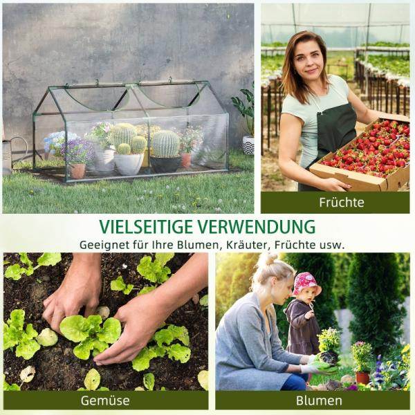 Foliegewächshaus mit Fenster PVC Treibhaus Tomatenhaus Frühbeet 120 x 60 x 60 cm Transparent - Palo24