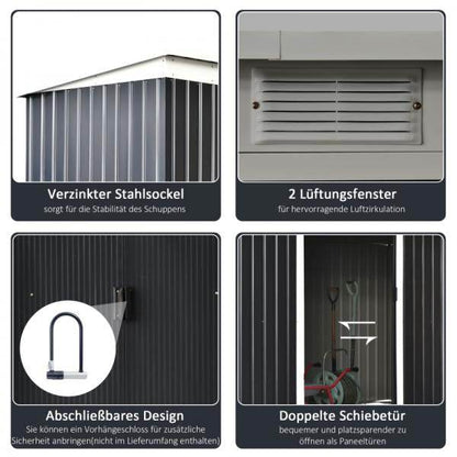 Gerätehaus Gartenhaus Geräteschuppen mit Schiebetür Fenster Outdoor Stahl Grau - Palo24
