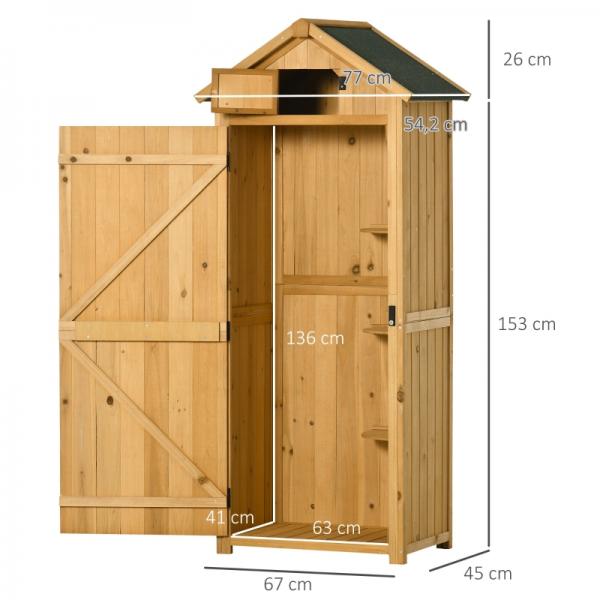 Gartenschrank Gerätehaus Geräteschuppen mit Fachböden Asphaltdach Fenster Holz Gelb+Grün - Palo24
