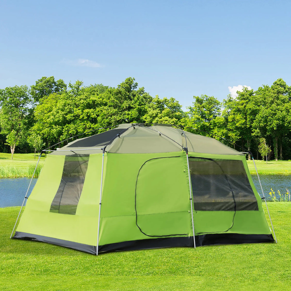 Tente de camping 2 cabines de couchage tente dôme tente familiale 4-8 personnes