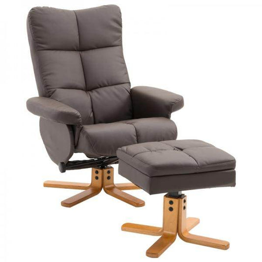 Relaxsessel mit Hocker und Stauraum Fernsehsessel mit Liegefunktion 360° drehbarer Braun - Palo24