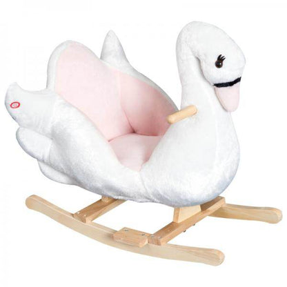 Schaukelpferd Baby Schaukeltier Schwan mit Musik Spielzeug Plüsch Rosa+Weiss - Palo24