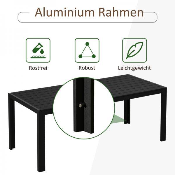 Gartentisch Aluminium Terrasse Holz-Kunststoff Polyholz schwarz - Palo24