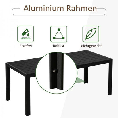 Gartentisch Aluminium Terrasse Holz-Kunststoff Polyholz schwarz - Palo24