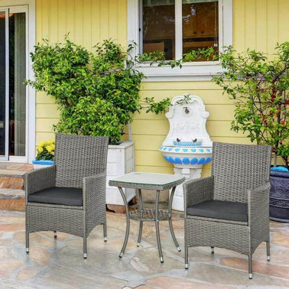 Gartensitzgruppe 3-tlg. Rattenmöbel Polyrattan Set grau - Palo24