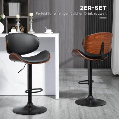 Barhocker-Set, höhenverstellbar, drehbar, Kunstleder, Stahlrahmen, schwarz - Palo24