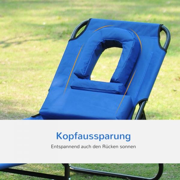 Sonnenliege klappbar leicht mit Gesichtsöffnung Blau - Palo24