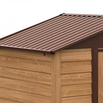 Geräteschuppen Geräteschrank Gerätehaus Gartenhaus Holzmaserungsimitat+Kaffee L152 x B235,7 x H208,7 cm - Palo24