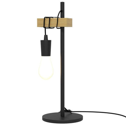 Tischlampe inkl. LED höhenverstellbar, schwarz+Holz - Palo24