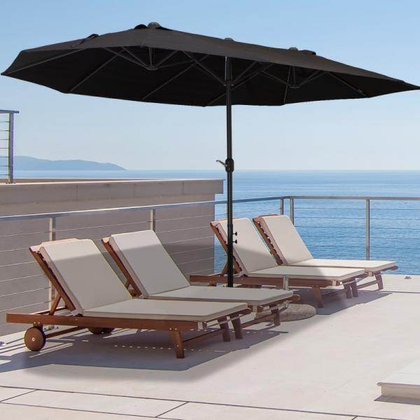Sonnenschirm Doppelsonnenschirm Terrassenschirm mit Handkurbel Schwarz Oval - Palo24