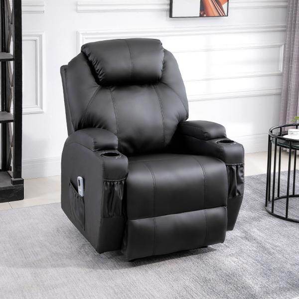 Massagesessel Elektrisch Massagefunktion Liegefunktion Schaumstoff Schwarz - Palo24