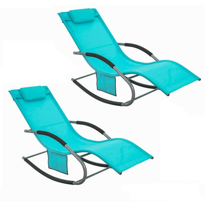 2-er Set Gartenliege | Sonnenliege mit Tasche | Liegestuhl Türkis | OGS28-HBx2 - Palo24