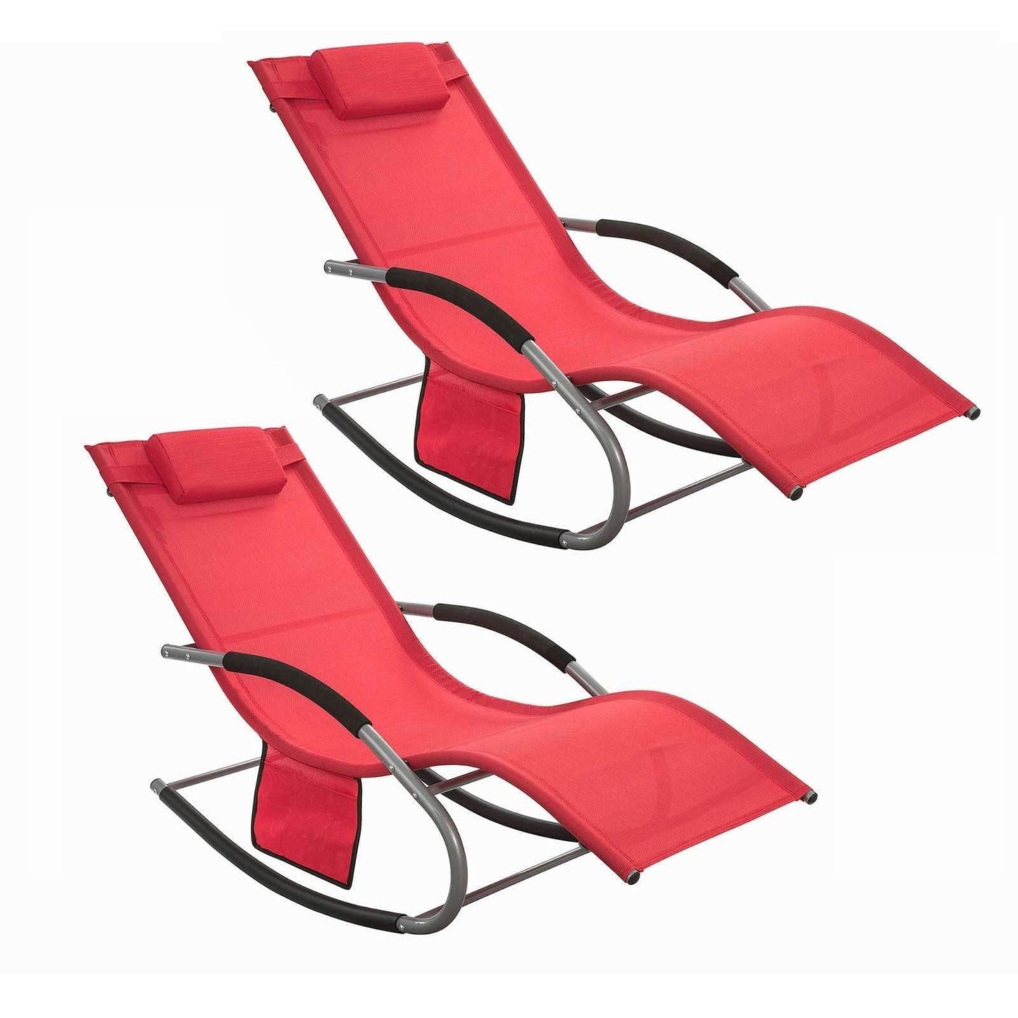 2-er Set Gartenliege | Sonnenliege mit Tasche | Liegestuhl Rot | OGS28-Rx2 - Palo24