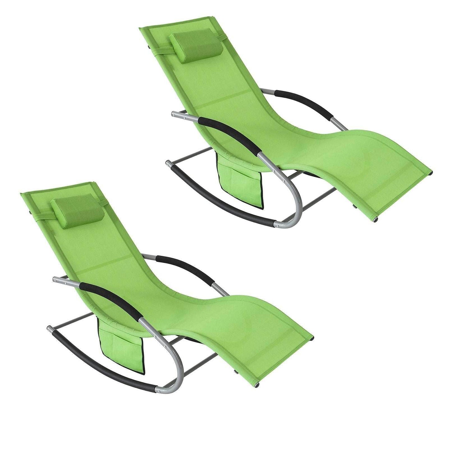 2-er Set Gartenliege | Sonnenliege mit Tasche | Liegestuhl Grün | OGS28-GRx2 - Palo24