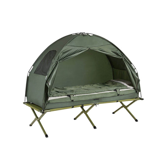 4in1-Zelt Für 1 Person Wurfzelt Feldbett Mit Campingliege Grün - Palo24