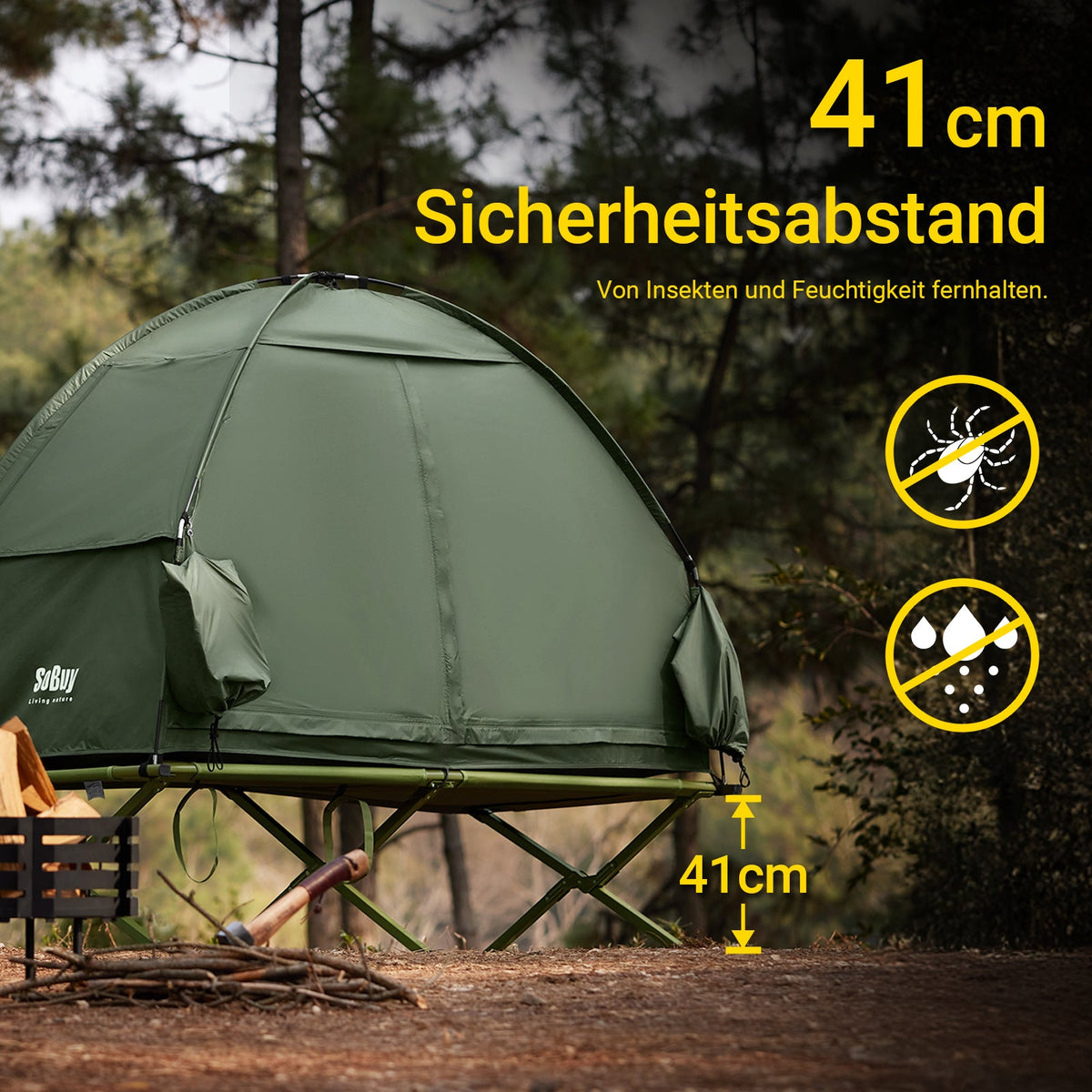 3in1-Zelt Campingzelt Einzelzelt Grün