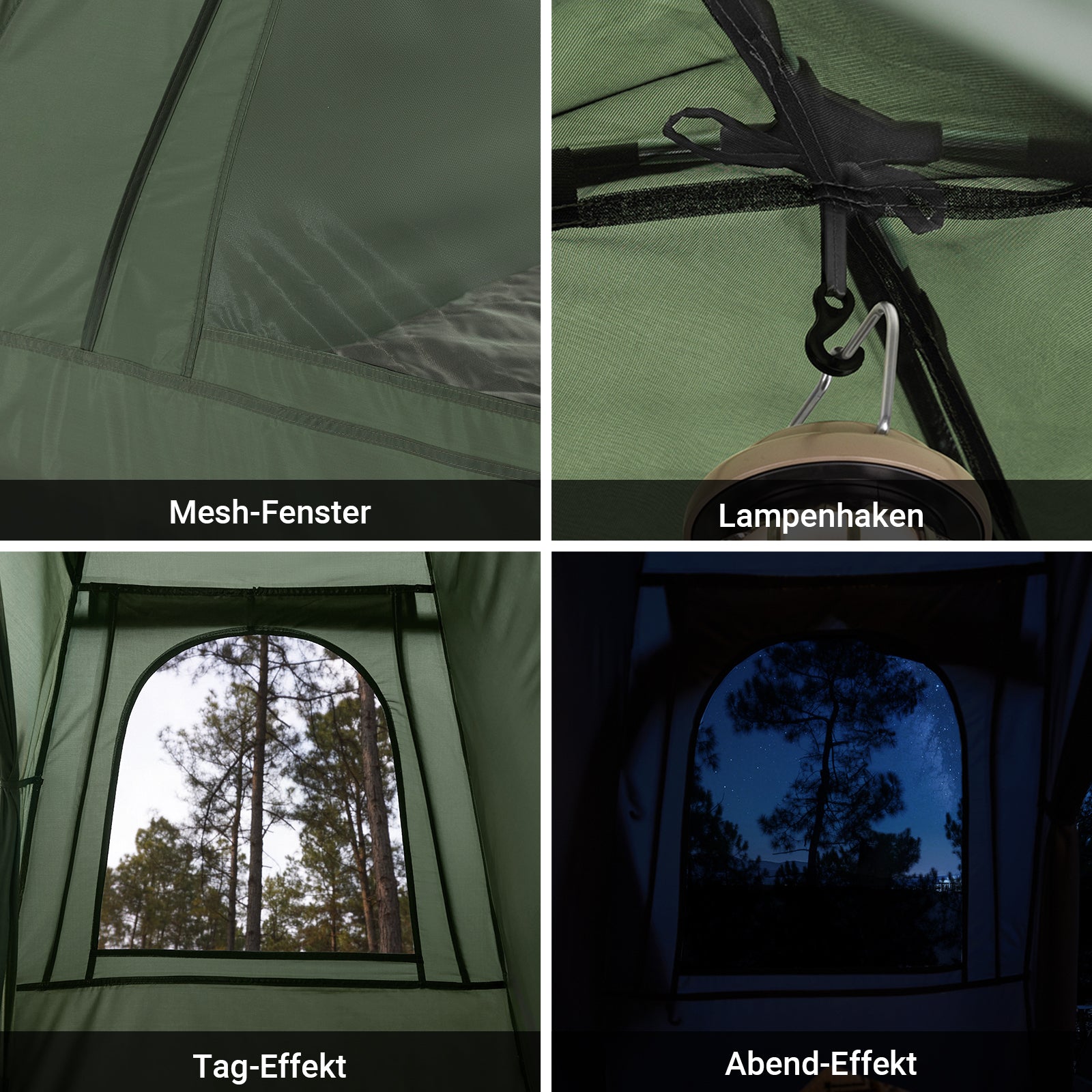 3in1-Zelt Campingzelt Einzelzelt Grün