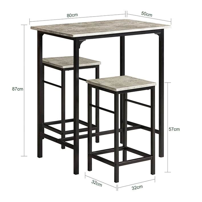 Bartisch mit 2 Hockern Bartisch set 3-teilig - Palo24