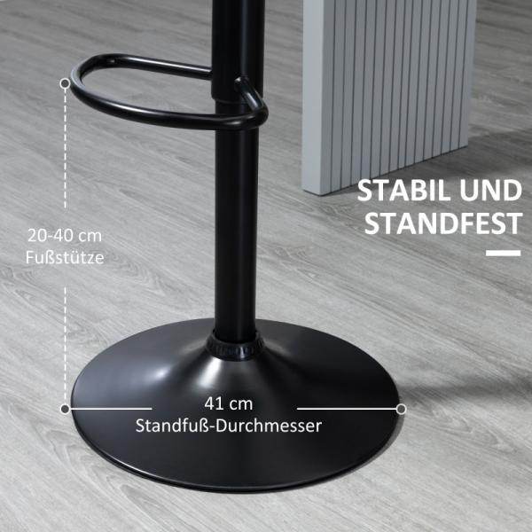 Barhocker Barstuhl 2-er Set höhenverstellbar 48,5 x 55,5 x 90-110 cm Kunstleder+Stahl Schwarz - Palo24