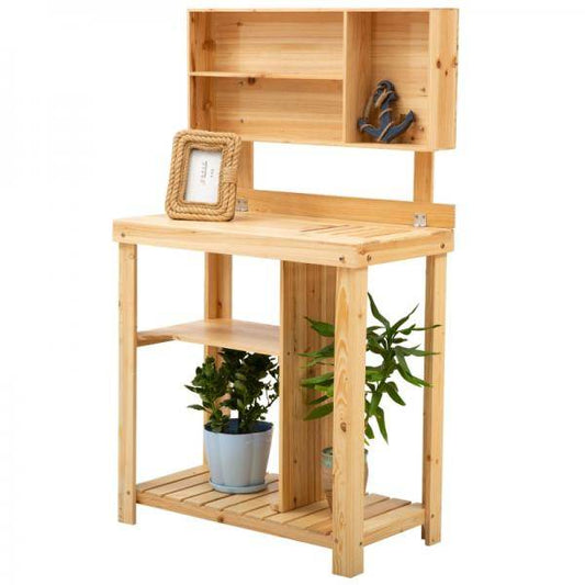 Pflanztisch Gartenarbeitstisch für Garten Balkon Terrasse aus Tannenholz Natur - Palo24