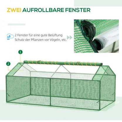 Foliegewächshaus mit Fenster Treibhaus Tomatenhaus Frühbeet 180 x 90 x 70 cm Grün - Palo24