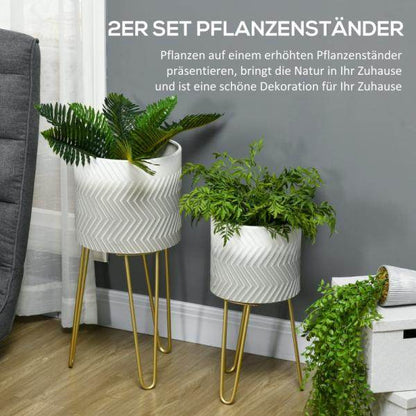 Set aus 2 Blumenständern, dekoratives Design, Metallrahmen, 30 x 30 x 67 cm - Palo24