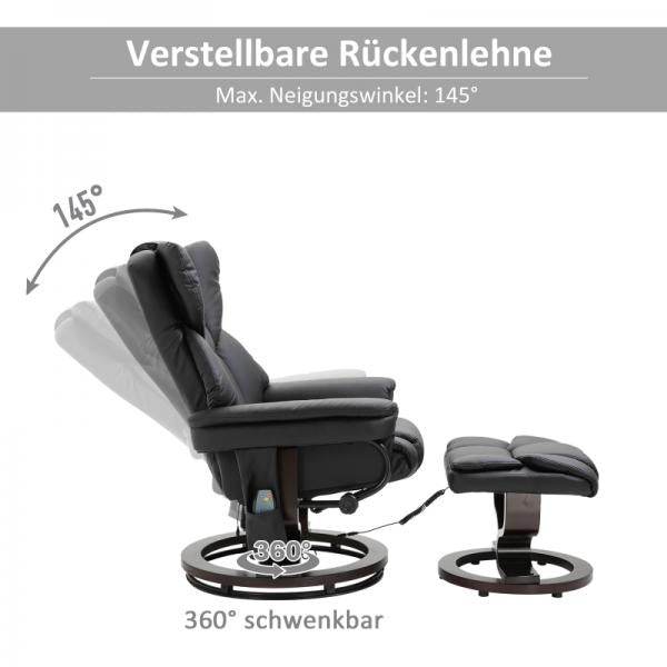 Relaxsessel mit Massagefunktion Fußhocker Massagesessel Liegefunktion Schwarz - Palo24